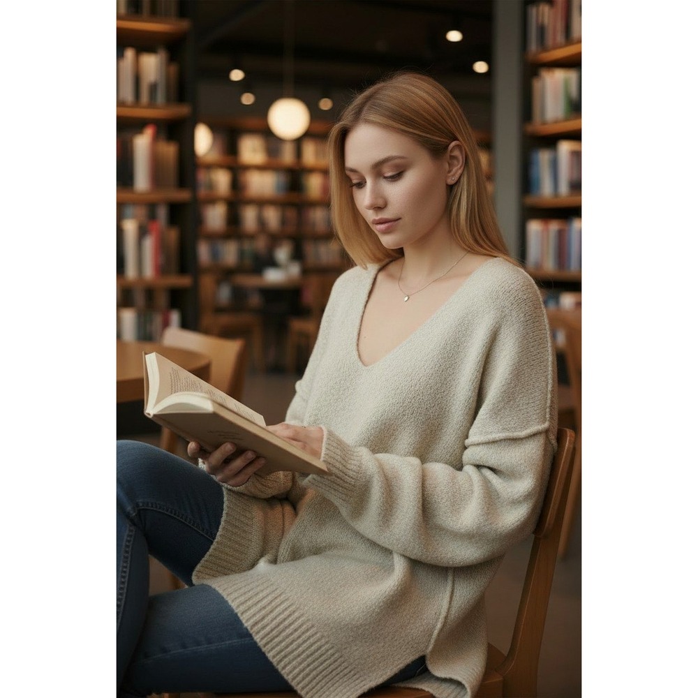 Free People Ivory Oversized V-Neck Sweater 100% Nylon Soft Knit XS-M
